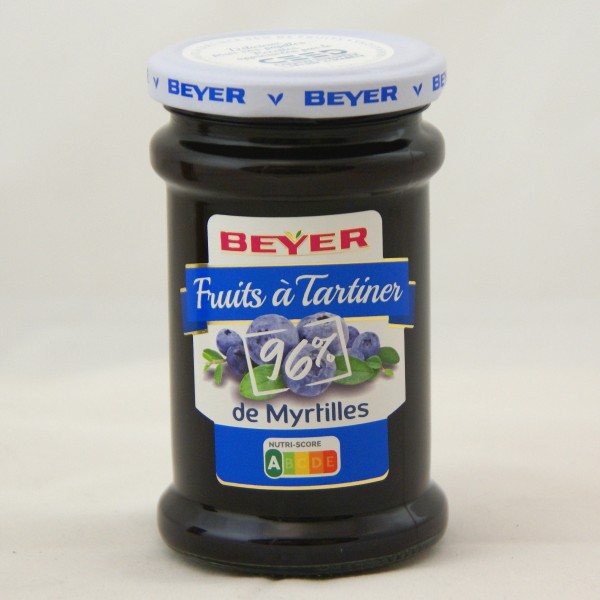 Beyer 6-pack Bosbessen jam 96% fruit, samenwerking met CEED Diabetes studies, geschikt voor keto dieët, suiker arm